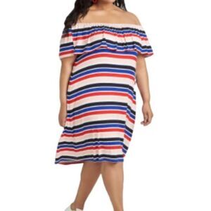 Lane Bryant colorful striped sleeveless mini shift dress